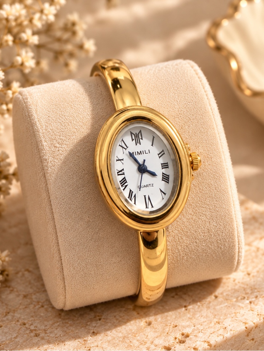 Gold Oval Women's Bangle Watch